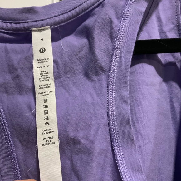 Lululemon Love Tank Top. Size 4. Dark Lavender Color - Picture 4 of 4